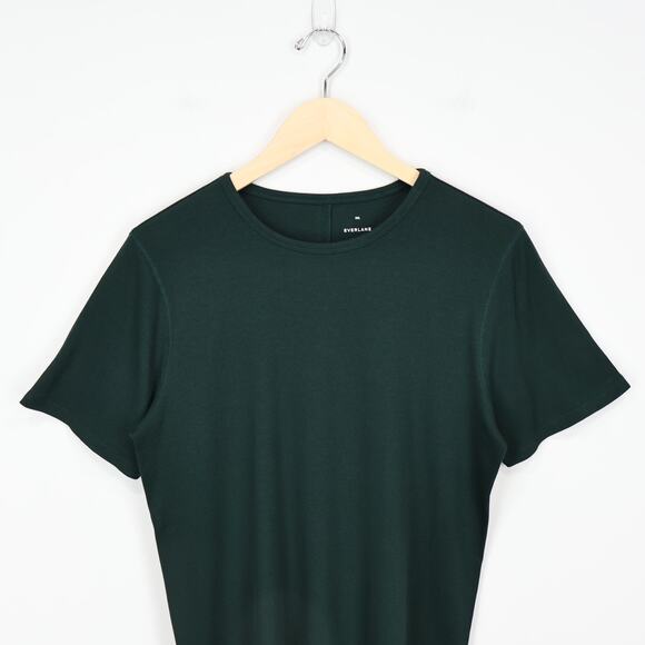 NWOT Everlane The Luxe Rib Crew Slim Fit Stretch Tee Dark Forest Green Size XXL - Picture 3 of 6